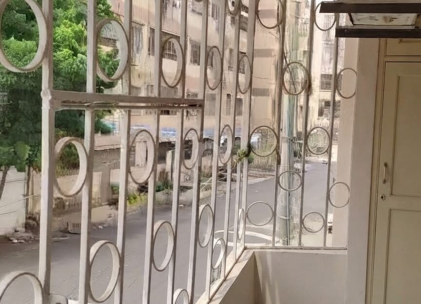 Balcony and window view from 2 bed DD flat for sale in Soldier Bazar, Karachi