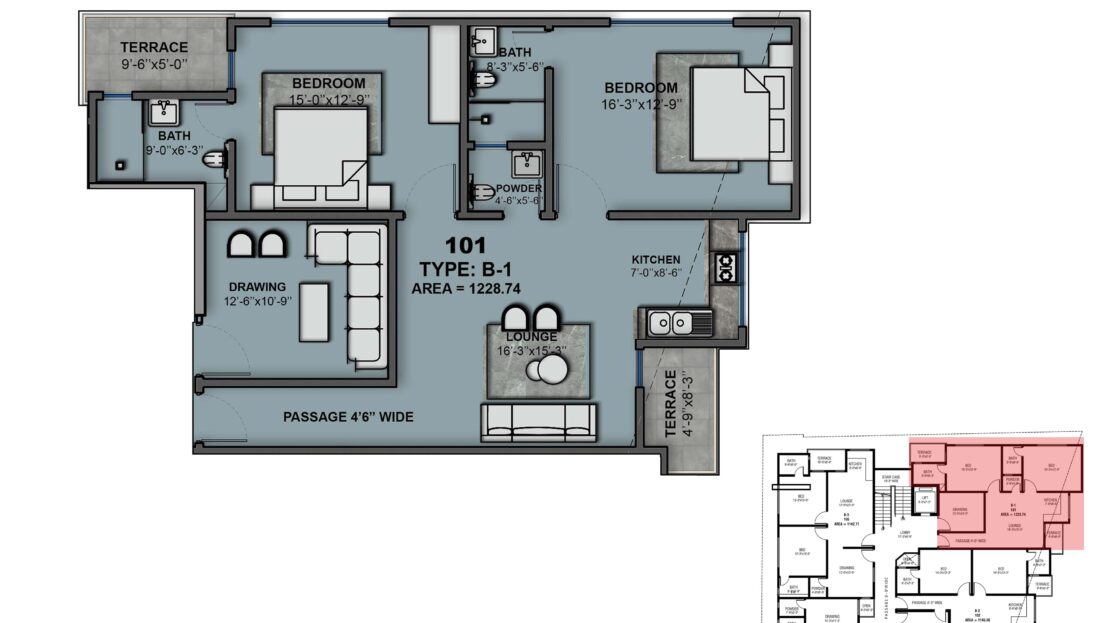 M&H Boulevard Type B-1 floor plan
